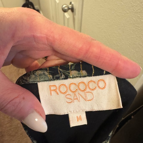 Rococo Sand x Revolve Flora High Low Maxi Dress Green Black Gold Floral M - Picture 7 of 14